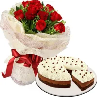 12 roses with chocolate mousse cake by red ribbon to philippines