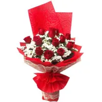 12 Red Roses in a Beautiful Bouquet