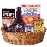 Specifications of Econo Gift Basket Celebrate this season with this overflowing basket. The choices abound and fill the heart with memories of a bountiful harvest.  What's in the basket: 1 Chocolate Syrup 350mL (Goya Chocolate Syrup or Goya Choco Caramel Syrup) 1 Pancake Mix 500G (Maya Original Hotcake Mix or Maya Complete Hotcake Mix) 1 Soy Milk 946mL (Soyfresh Hershey's Chocolate Flavored Soya Milk or Vitasoy Soymilk Choco) 1 Mushrooms Pieces & Stems 400G (Jolly Mushroom Pieces & Stems or Supersavers Mushroom Pieces & Stems) 1 Vienna Sausage 230G (Purefoods Vienna Sausage or Purefoods Chicken Vienna Sausage)  Please Note: Item subject to availability. Actual items may vary depending on availability.  Substitution Policy: To arrange and deliver your order at the day requested, the arrangement you ordered may require substitutions. Any substitutions made are equal or more in value and will be as similar to the requested item/arrangement as possible. Item/Arrangement(s) may be substituted without prior notice, if necessary.  Please note: no same-day delivery & delivery processing time is 1 to 2 days. Please Note: We are temporarily delivering within the Metro Manila area only because of Enhanced Community Quarantine & Lockdown Restrictions. Same day delivery is not available, the order processing time is 1/2 days.  Your purchase includes a complimentary greeting card message. Delivery Area: For Metro Manila Delivery Only.