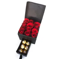 12 Red Roses with 6 Pcs. Ferrero in Box