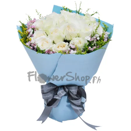 send 12 white roses bouquet to philippines