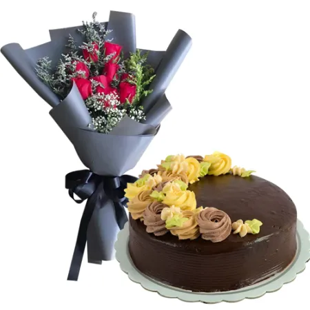 8 Pcs. Roses with Chocolate Message Cake By Max's