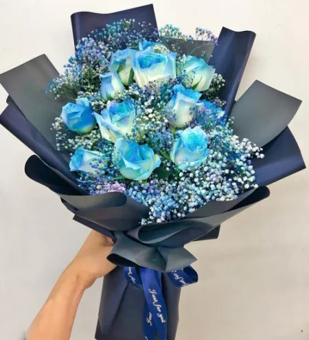 send 12pcs. blue roses in hand bouquet to philippines