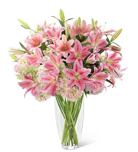 Send pink lilies in vase to philippines