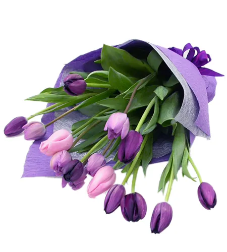 15 purple tulip in a bouquet to philippines