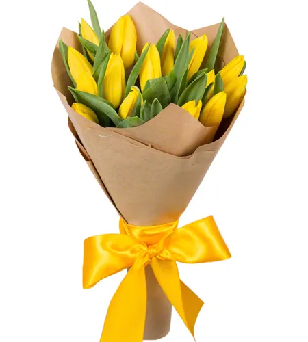 buy 15 yellow tulip in bouquet to philippines