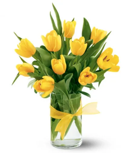 send 12 yellow tulips in vase to philippines