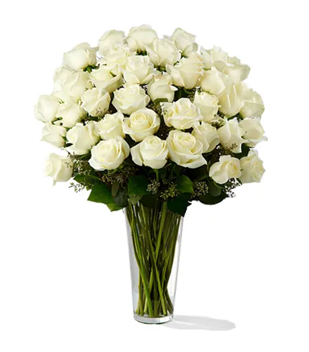 send 24 white roses in vase